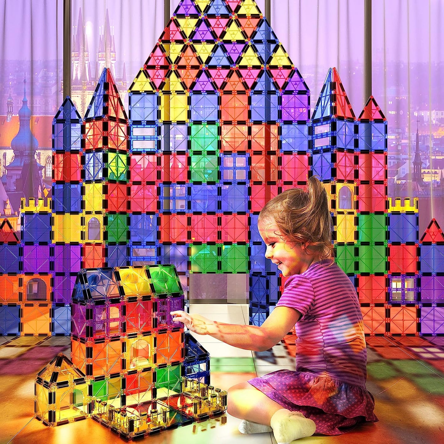 Montessori Magnetic Tiles – 40-Piece STEM Building Set for Kids