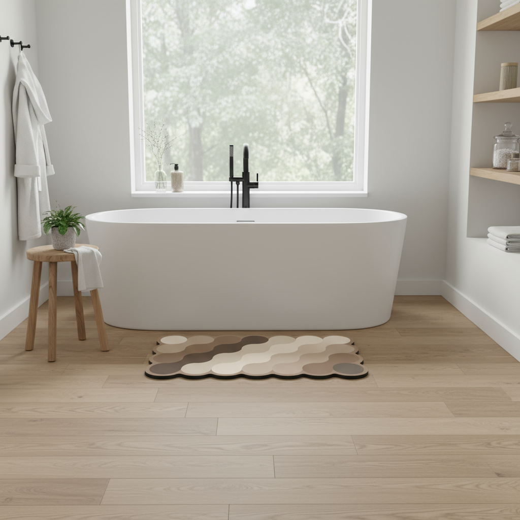 Luxury Diatomite Bathroom Mat – Quick-Dry Non-Slip Shower Mat in Beige