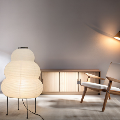 Zen Floor Lamp – Japanese Wabi-Sabi Style with 3-Mode Dimmable LED Light