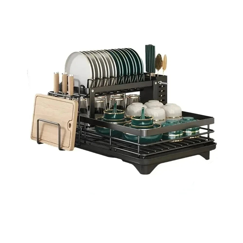 Adjustable Stainless Steel Dish Drying Rack – Space-Saving Kitchen Drainer for Plates, Glasses & Cutlery