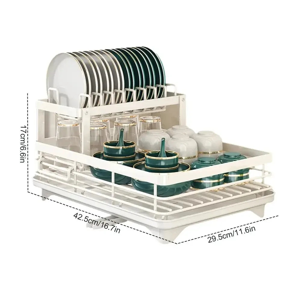 Adjustable Stainless Steel Dish Drying Rack – Space-Saving Kitchen Drainer for Plates, Glasses & Cutlery