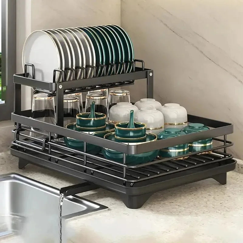 Adjustable Stainless Steel Dish Drying Rack – Space-Saving Kitchen Drainer for Plates, Glasses & Cutlery