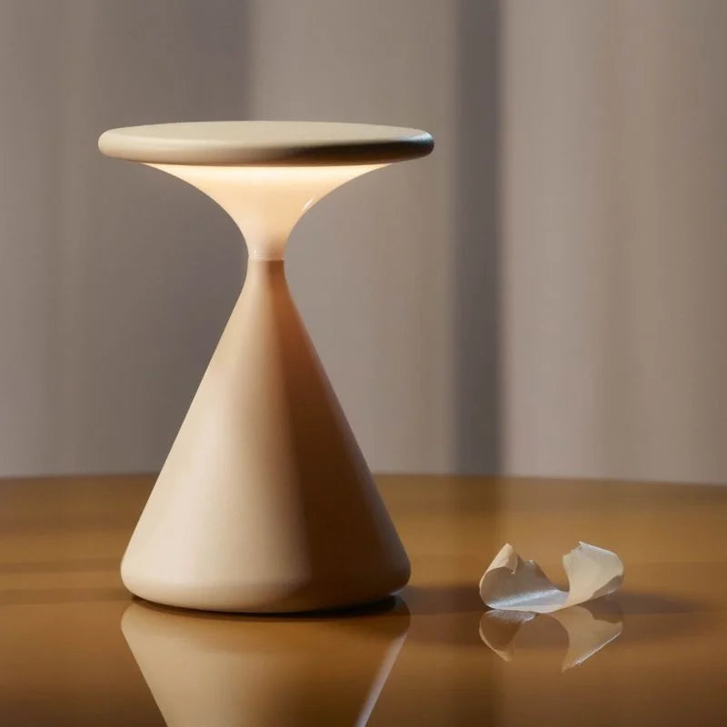 Aeron Hourglass Cordless LED Table Lamp – Rechargeable, Dimmable, Modern Design