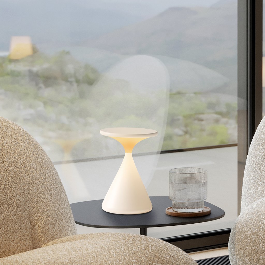 Aeron Hourglass Cordless LED Table Lamp – Rechargeable, Dimmable, Modern Design