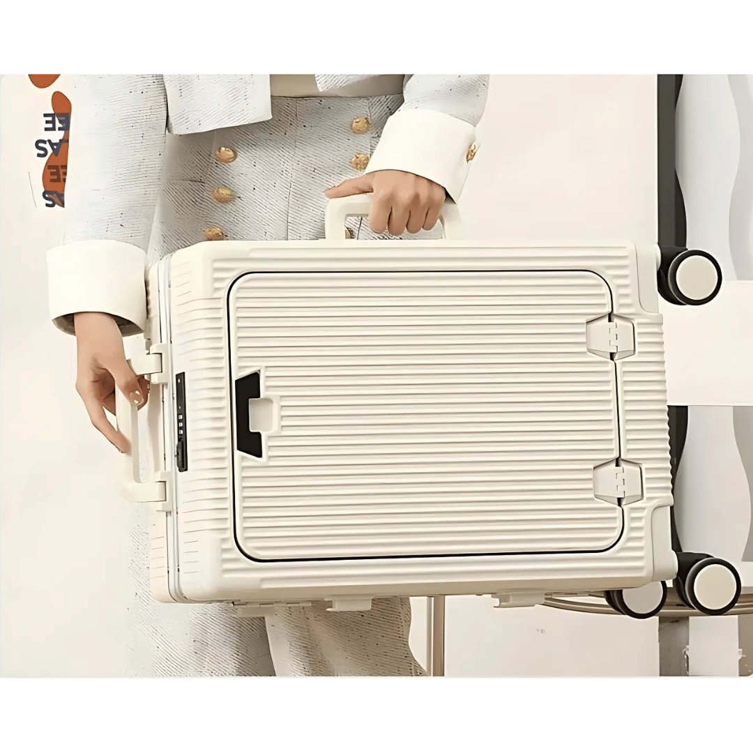 Manhattan Pro – Hard Shell Carry-On Suitcase with Aluminium Frame, Laptop Compartment & USB Ports