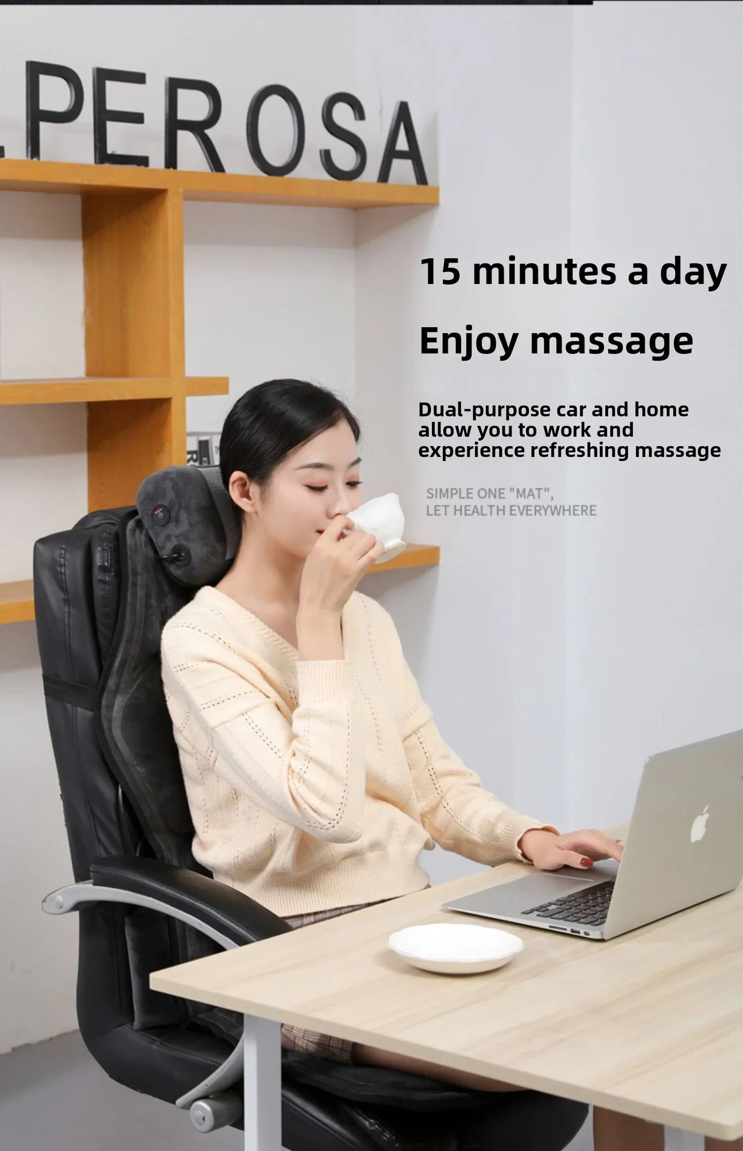 Shiatsu Full Body Back Massager with Heat & Adjustable Seat – Stress & Pain Relief Cushion