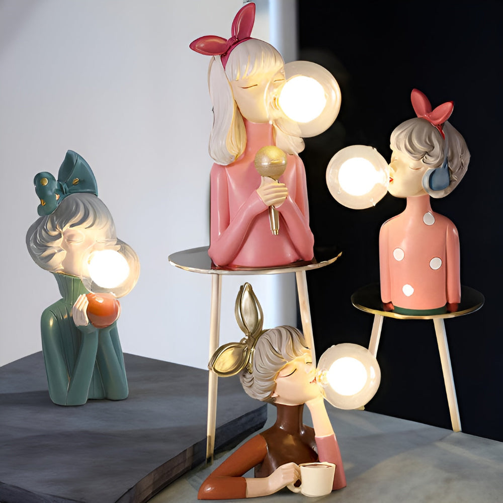 BubbleFairies Table Lamp – Enchanting Quartet Cartoon Girl Figurine Light