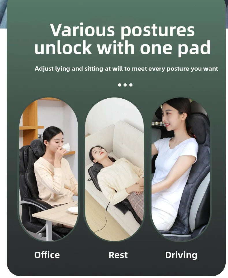 Shiatsu Full Body Back Massager with Heat & Adjustable Seat – Stress & Pain Relief Cushion
