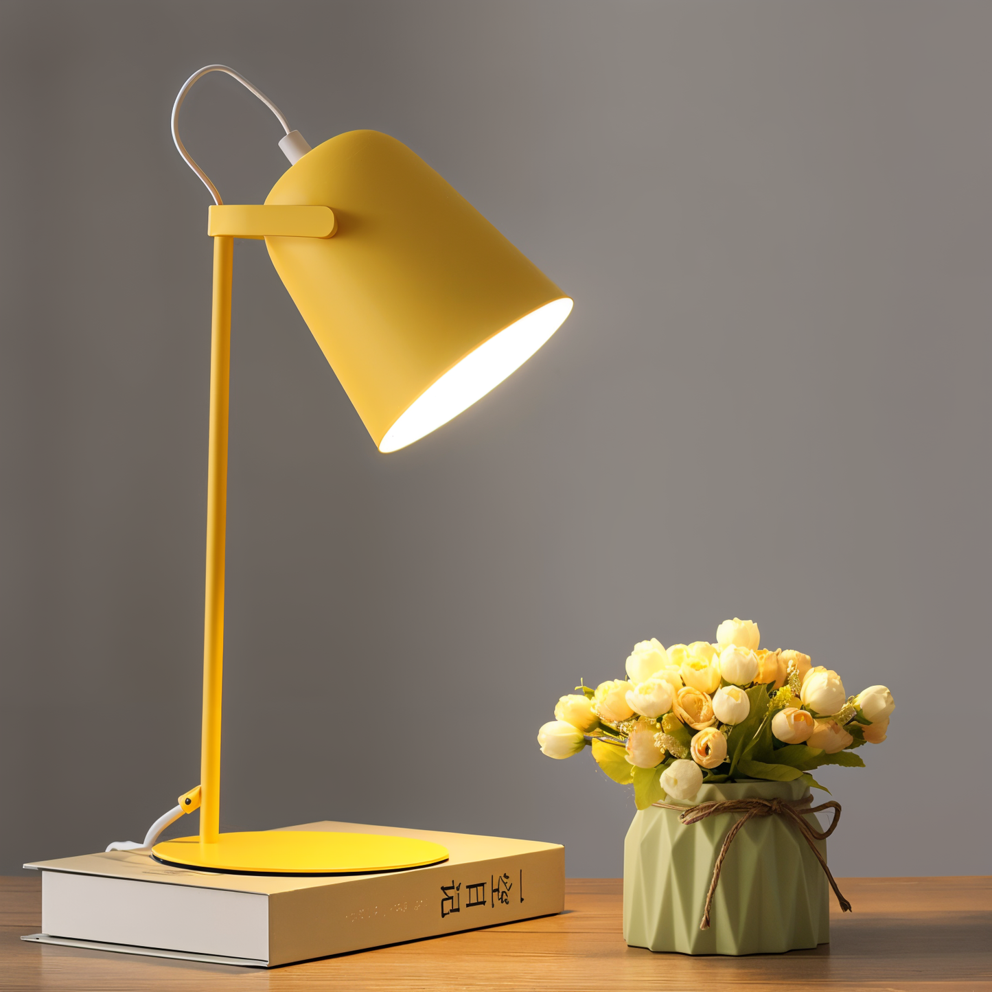 Macaron Desk Lamp – Nordic Yellow Adjustable Table Lamp for Reading & Study