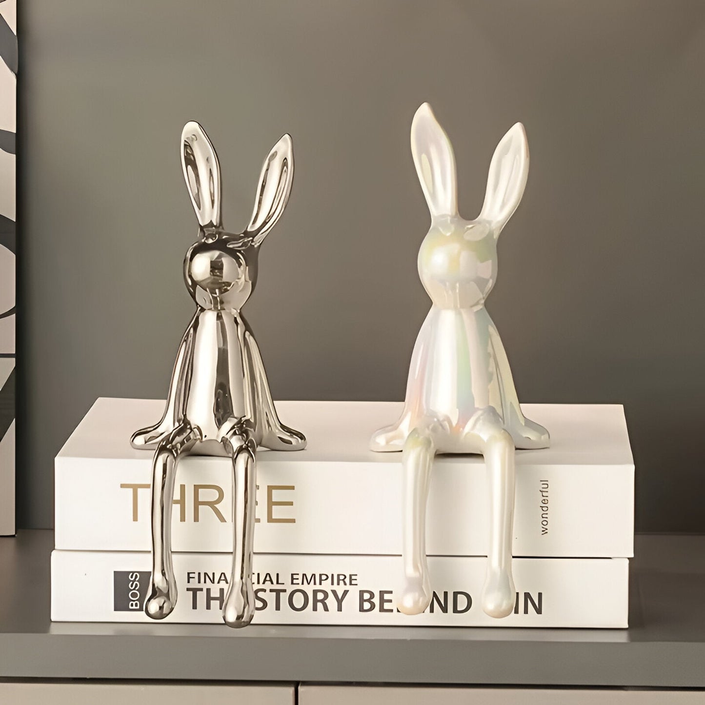 ConyGleam Ceramic Easter Bunny – Luxury Long-Eared Rabbit Figurine | Elegant Easter Home Decor