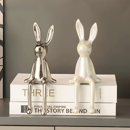 ConyGleam Ceramic Easter Bunny – Luxury Long-Eared Rabbit Figurine | Elegant Easter Home Decor