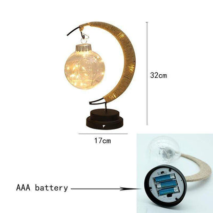 LunaGlow | Luxury Crescent Moon Rattan Table Lamp – Handcrafted Boho Light