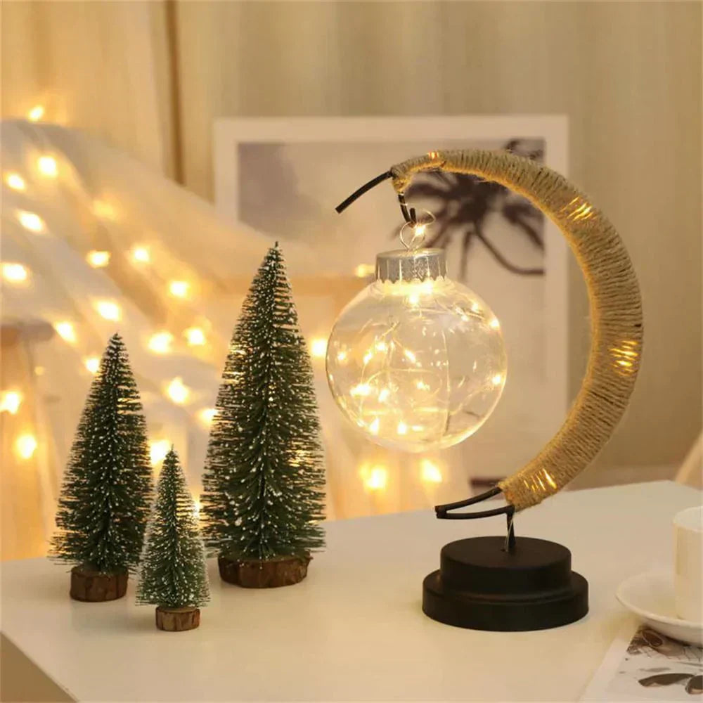 LunaGlow | Luxury Crescent Moon Rattan Table Lamp – Handcrafted Boho Light