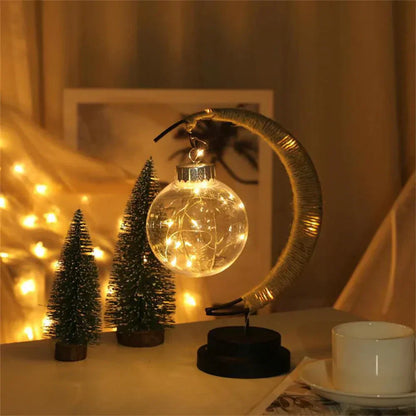 LunaGlow | Luxury Crescent Moon Rattan Table Lamp – Handcrafted Boho Light