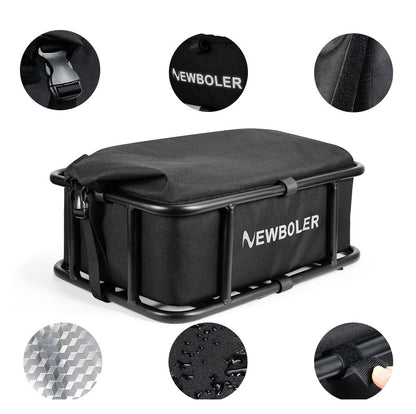 Heavy-Duty Rear Bike Basket with Rack – Large Metal Bicycle Carrier for Groceries, Commutes & E-Bikes