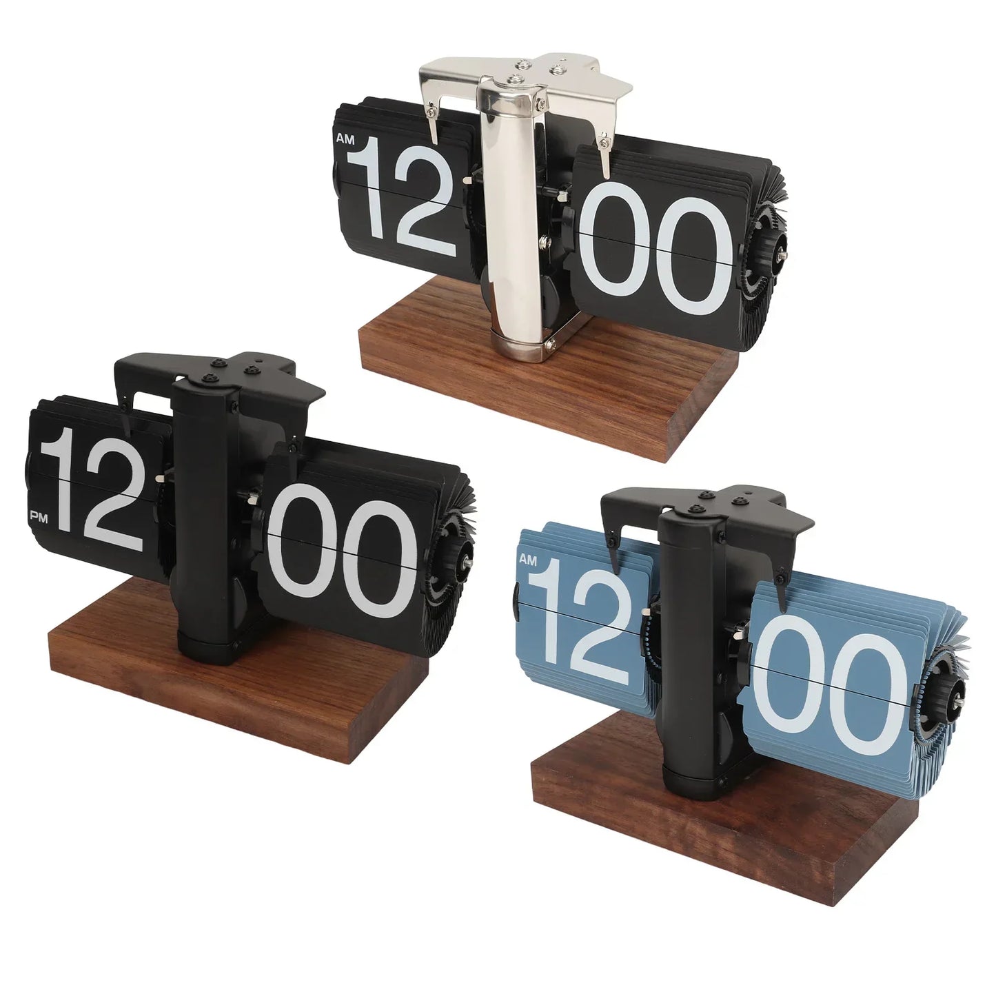 Silvara – Vintage Flip Down Clock in Walnut Wood | Retro Mechanical Design