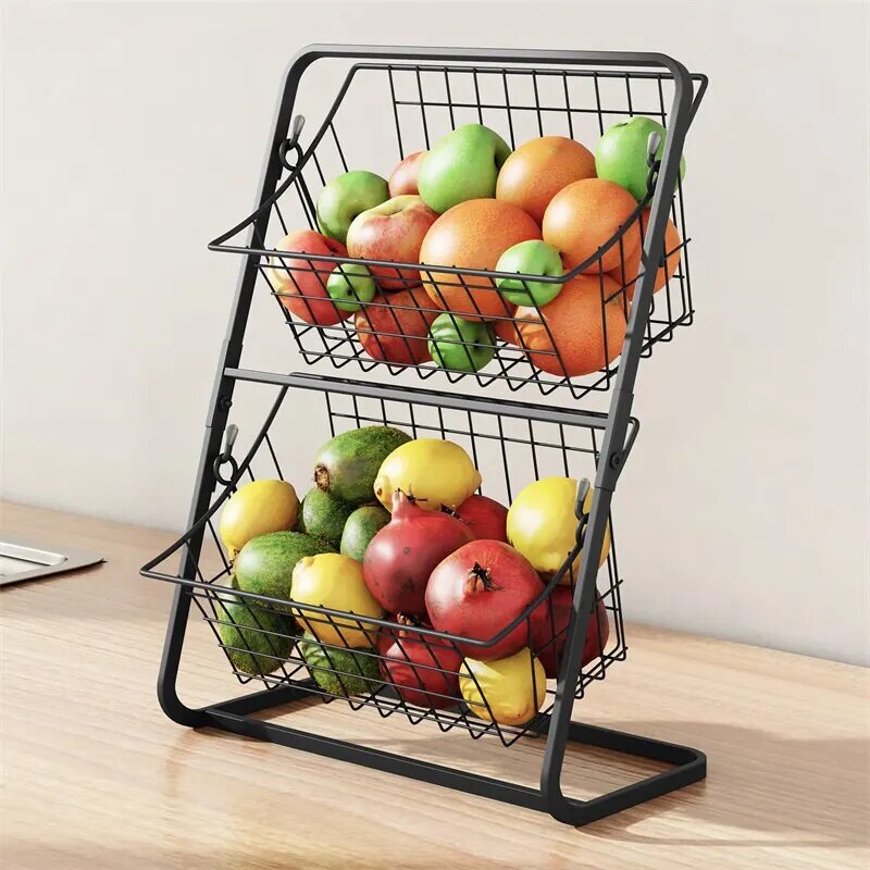 Double-Layer Kitchen Storage Rack – Space-Saving Countertop Organiser for Dishes & Pantry Items