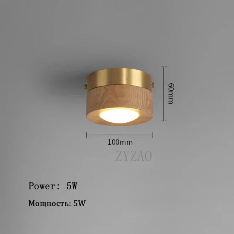 WoodenGlow - Walnut Ceiling Light with LED Spotlight