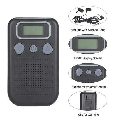Hearing Aid Sound Amplifier – Battery-Powered In-Ear Hearing Enhancement Device with Headset for Seniors and Adults