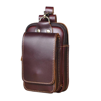 Men’s Genuine Leather Waist Bag – Anti-Radiation Travel Belt Pouch with Magnetic Closure