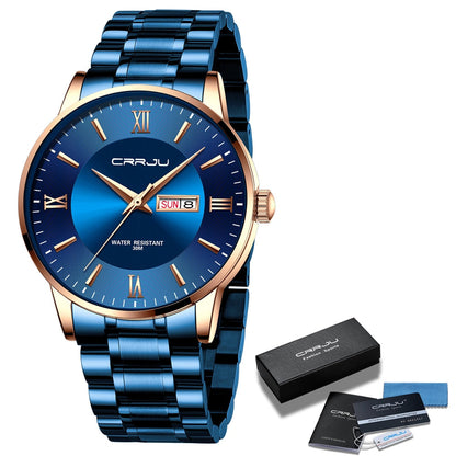 Men's Luxury Waterproof Sports Watch – Stainless Steel Quartz Chronograph