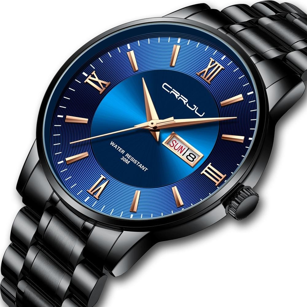 Men's Luxury Waterproof Sports Watch – Stainless Steel Quartz Chronograph