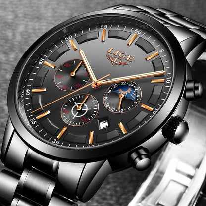 VanguardTime | Military Black Steel Watch – Sleek & Sophisticated