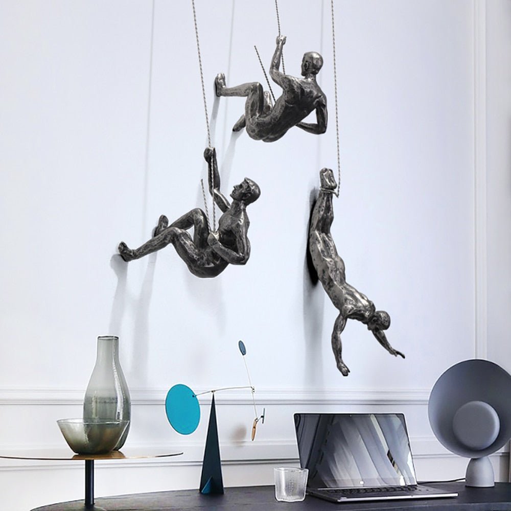 Rock Climbing Wall Sculpture | Unique Decorative Art Piece