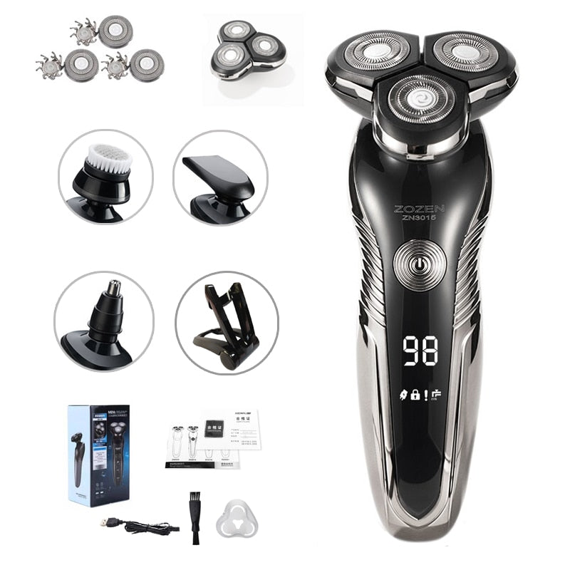 Rechargeable Wet & Dry Electric Shaver for Men – Waterproof Grooming with LCD Display