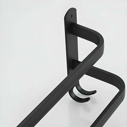 HangEase 3-Layer Towel Holder – Black Wall-Mounted Aluminium Rack Without Drilling