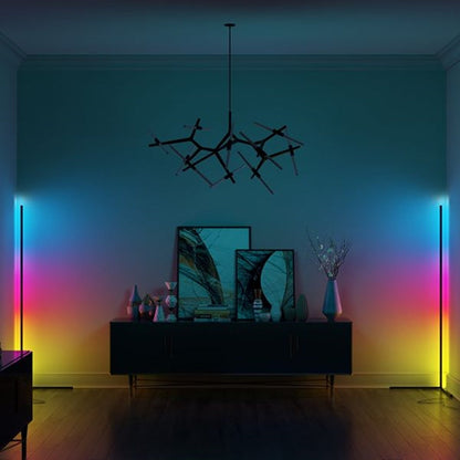 Modern Corner LED Floor Lamp – Space-Saving Minimalist Design with Soft Ambient Lighting