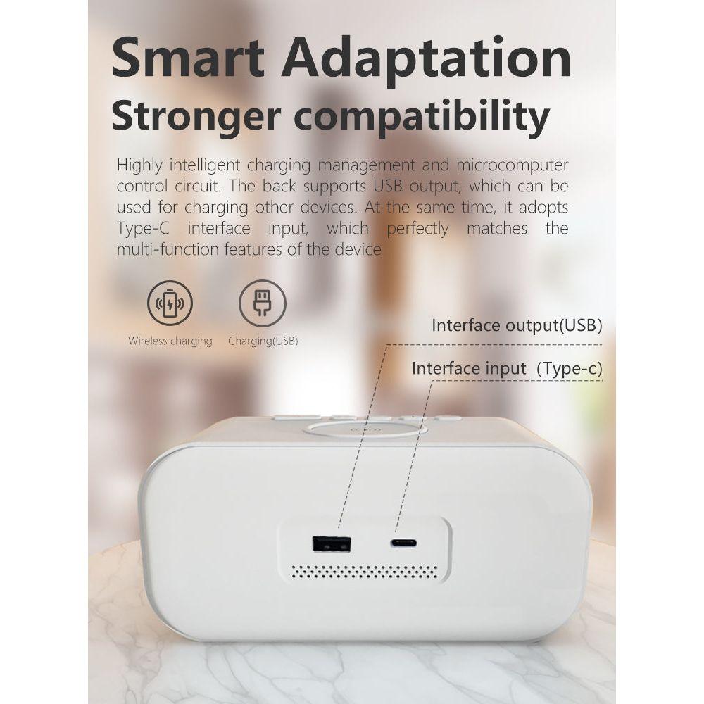 MultiTime 2-in-1 Digital Alarm Clock with Wireless Qi Charging – LED Display & Snooze Function