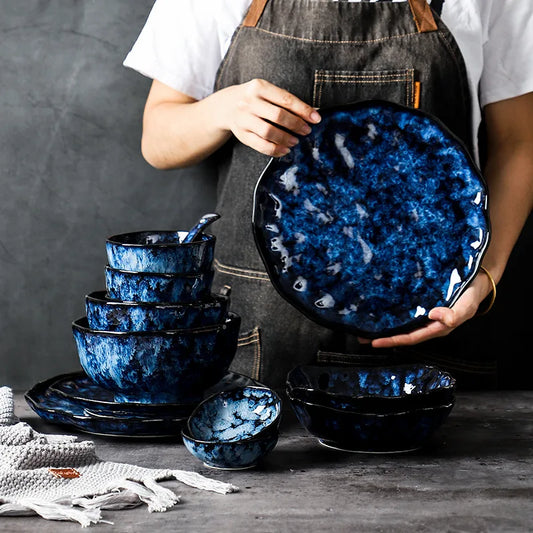 Blue Nebula 10-Piece Dinnerware Set – Elegant & Celestial Dining