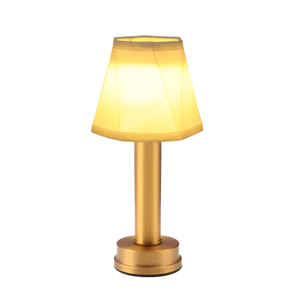 Vintage Flare – Dimmable Aluminium Table Lamp with Fabric Shade | Portable LED Lighting