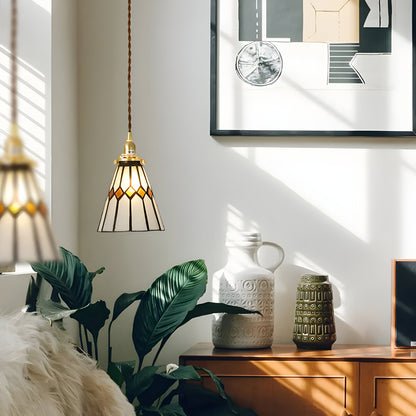IllumaStyle Japanese Pendant Light – Retro Geometric Copper & Glass Hanging Lamp