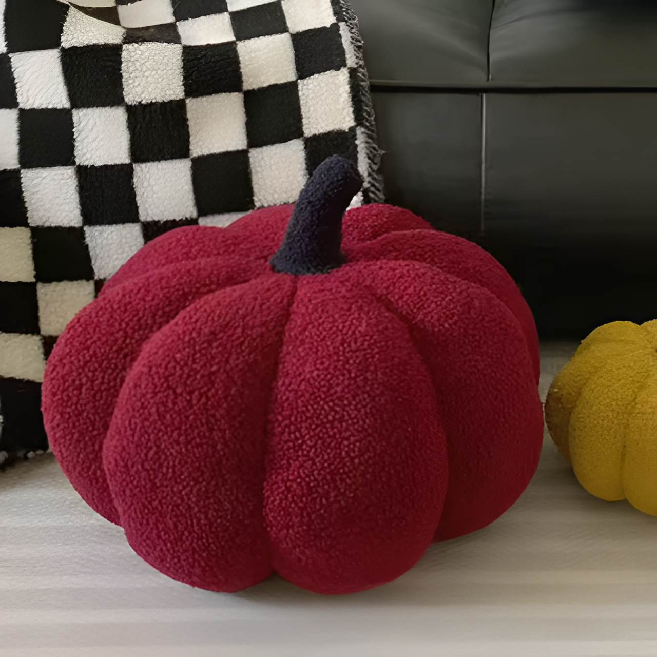 Plush Textured Pumpkin Cushion – Soft Decorative Pillow for Cozy Interiors