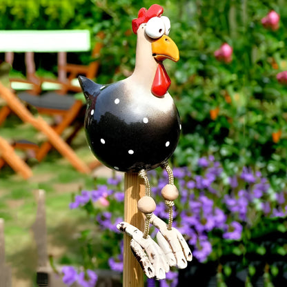 Whimsy Big-Eyed Rooster Garden Statue – Weatherproof Resin Chicken Ornament