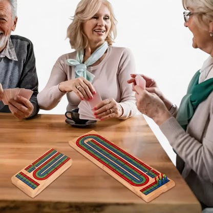 Oscar | Classic Wooden Cribbage Board Game – 3-Track with Pegs