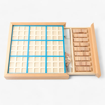 Daan | Wooden Sudoku Board Game with Drawer – Classic Brain Teaser for All Ages