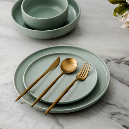 Minimalist Flatware Set – 20-Piece Titanium-Coated Stainless Steel Cutlery | Modern Matte Finish for Elegant Dining