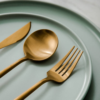 Minimalist Flatware Set – 20-Piece Titanium-Coated Stainless Steel Cutlery | Modern Matte Finish for Elegant Dining