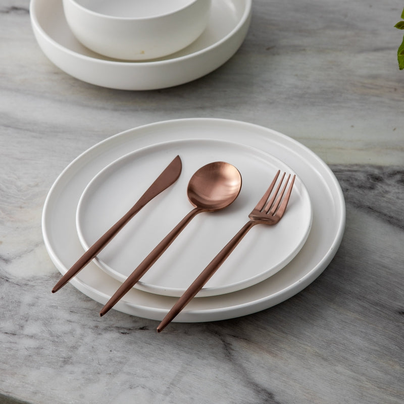 Minimalist Flatware Set – 20-Piece Titanium-Coated Stainless Steel Cutlery | Modern Matte Finish for Elegant Dining