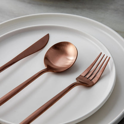 Minimalist Flatware Set – 20-Piece Titanium-Coated Stainless Steel Cutlery | Modern Matte Finish for Elegant Dining