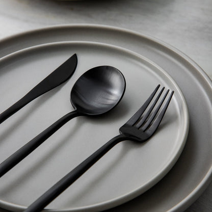 Minimalist Flatware Set – 20-Piece Titanium-Coated Stainless Steel Cutlery | Modern Matte Finish for Elegant Dining