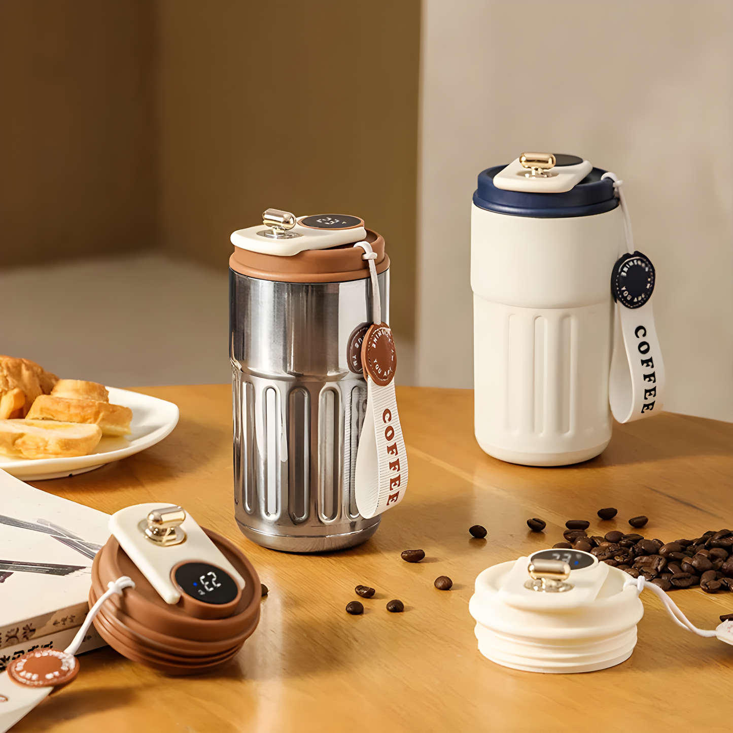 IsoCup Smart Stainless Steel Thermal Bottle with Digital Temperature Display – 450ml Insulated Travel Mug