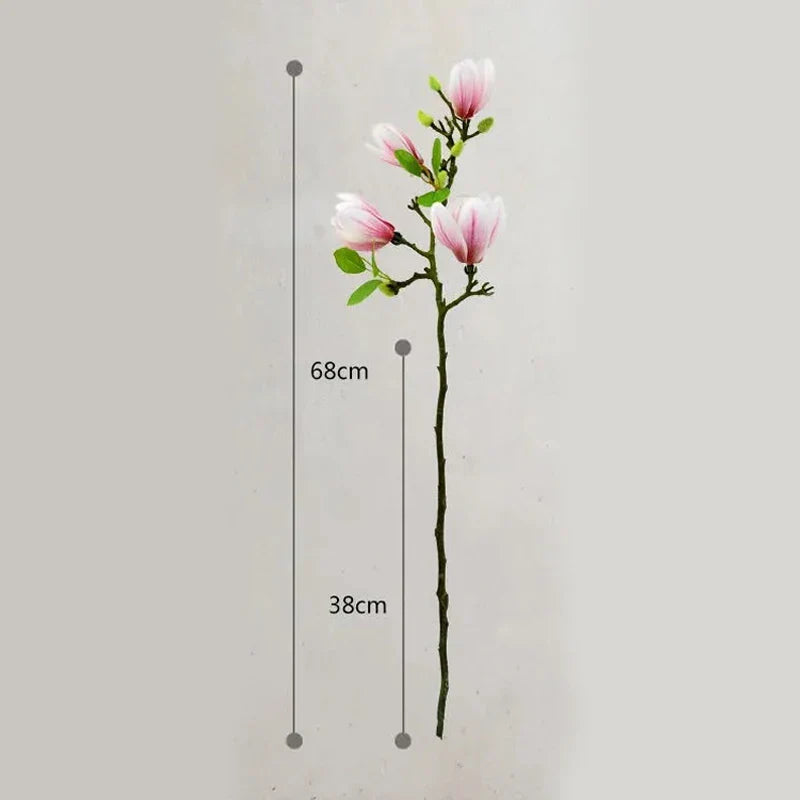 GraceBloom | Artificial Magnolia Branches – Realistic Silk Flower Stems for Home Décor