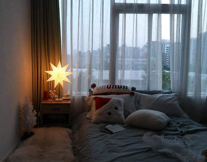 StellarGlow | Radiant LED Star Table Lamp – Wooden Base Ambient Light for Bedroom & Living Room Décor