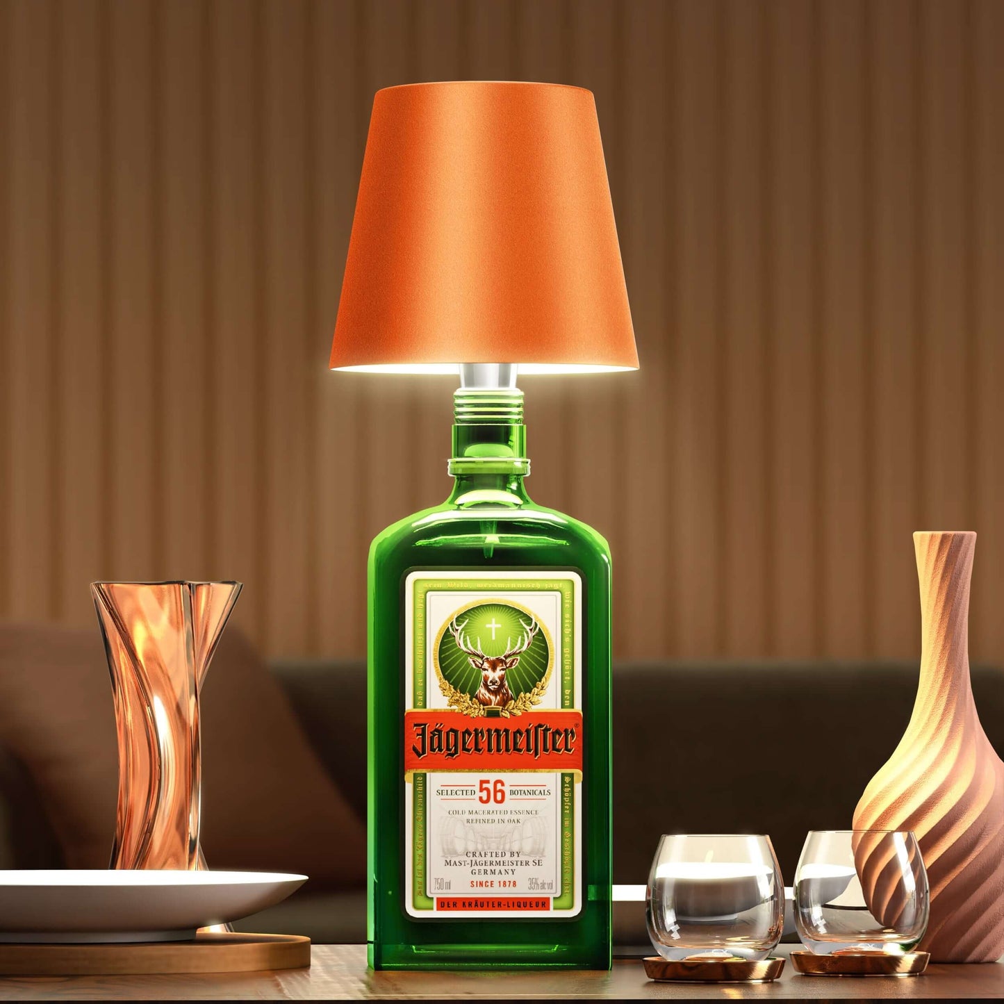 EcoGlow - Stylish LED Bottle Lamp for Sustainable Interior Design