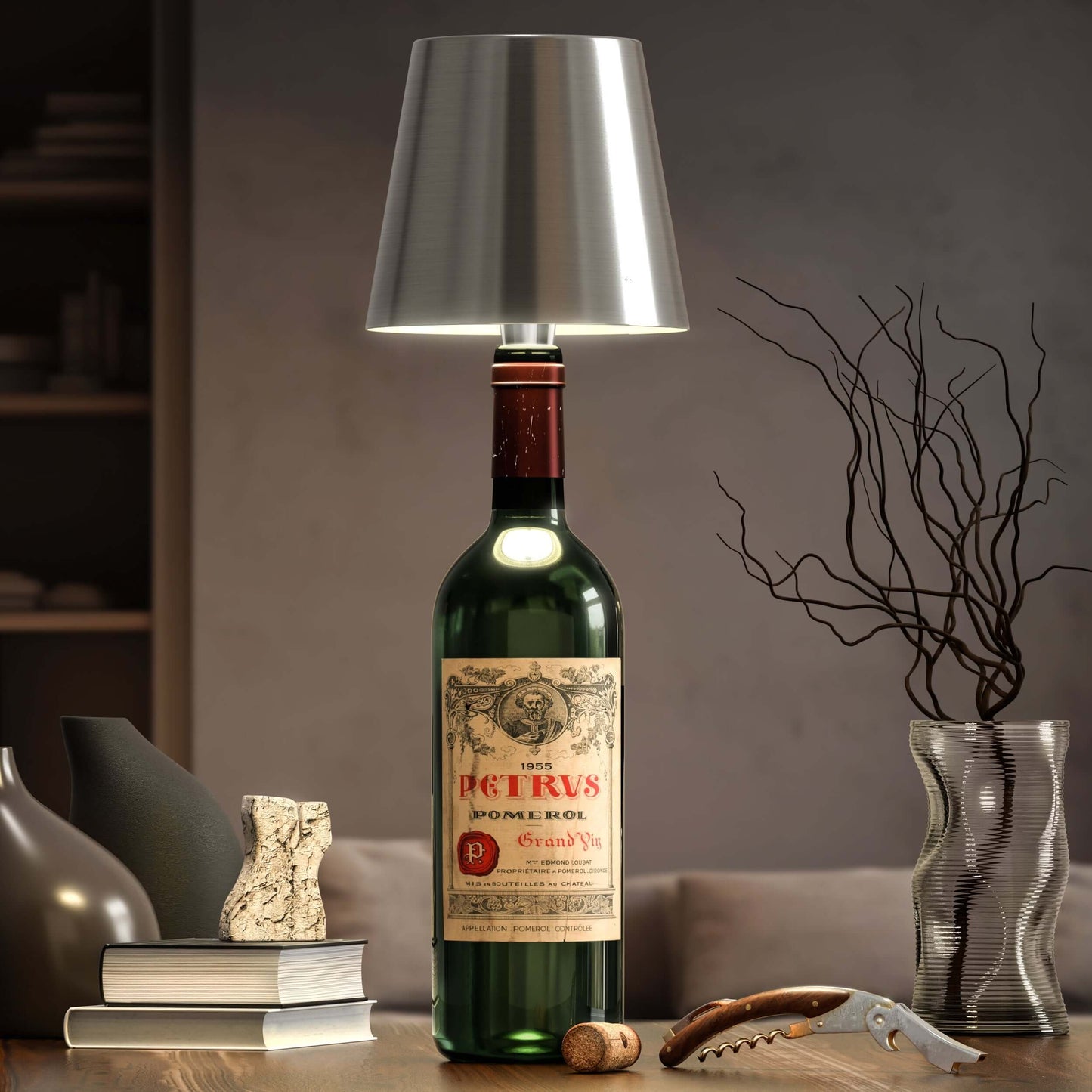 EcoGlow - Stylish LED Bottle Lamp for Sustainable Interior Design