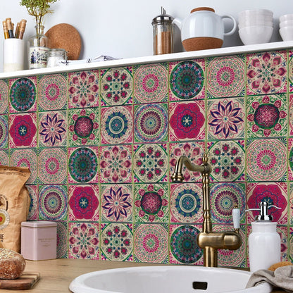Mandaluxe – 24-Piece European Mandala Tile Set | Peel & Stick Decorative Vinyl Tiles